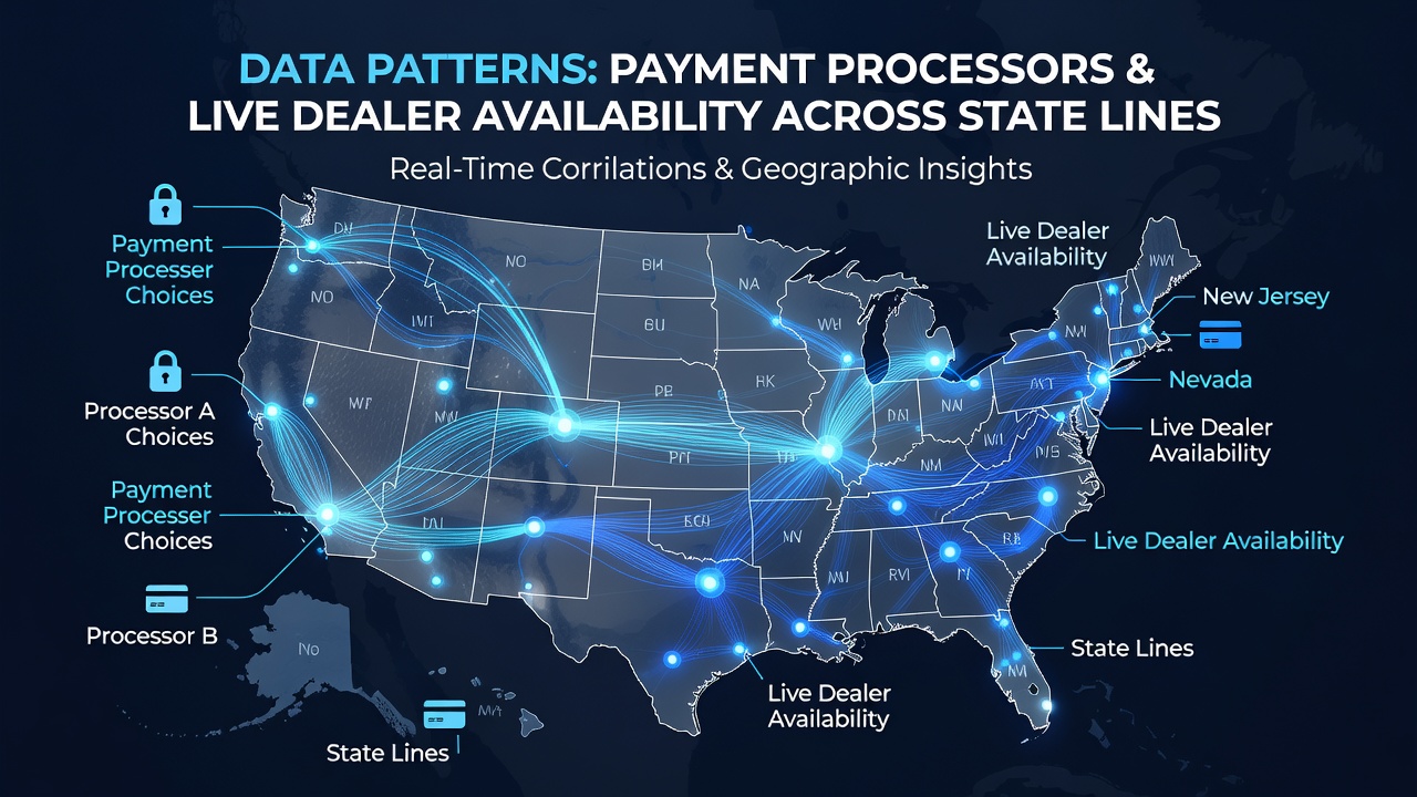 Chart illustrating correlations between payment methods and live dealer session volumes in states including New Jersey, Pennsylvania, and Michigan