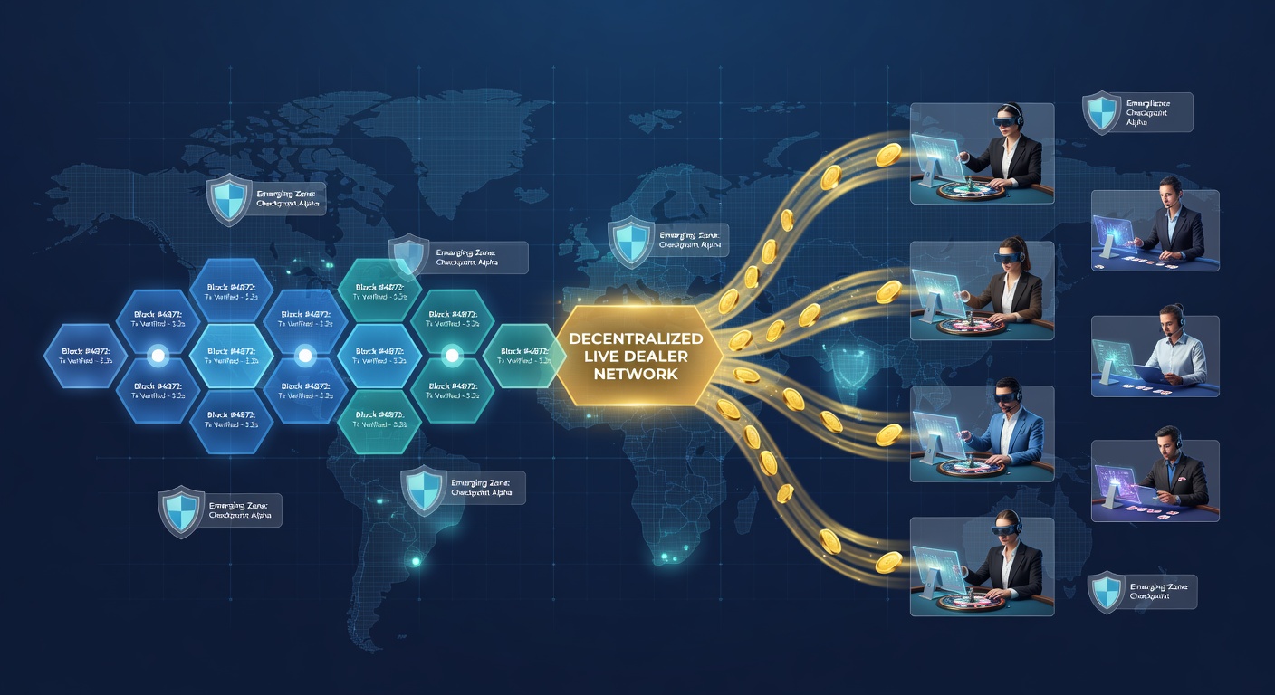 Blockchain nodes processing verification requests in a decentralized live dealer gaming network
