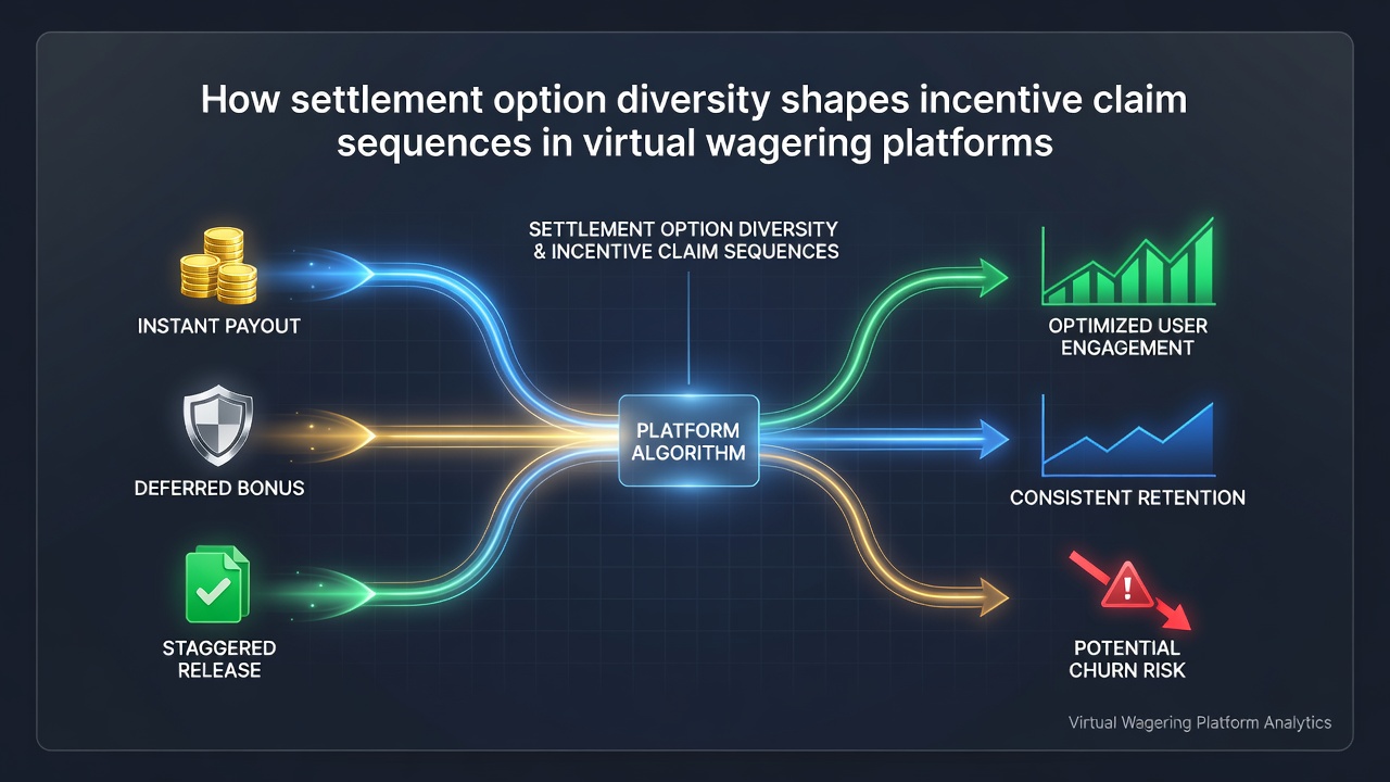 Virtual wagering interface displaying multiple settlement methods alongside incentive claim timelines