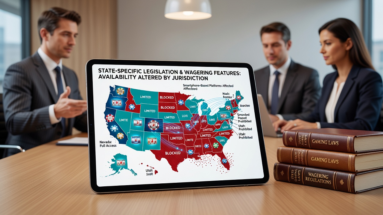 Regulatory compliance dashboard showing different wagering options enabled by state