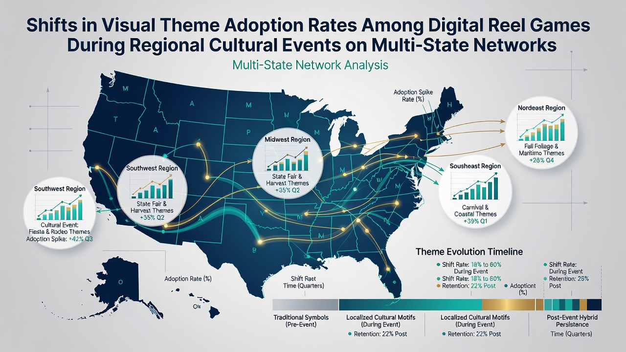 Digital reel games displaying cultural themes during regional festivals across multi-state networks